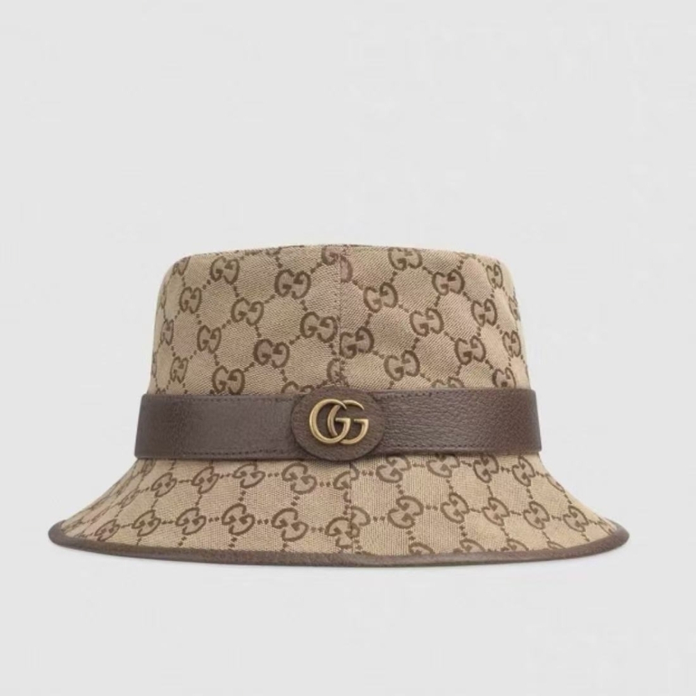 Gucci GG Canvas Bucket Hat with Leather Band